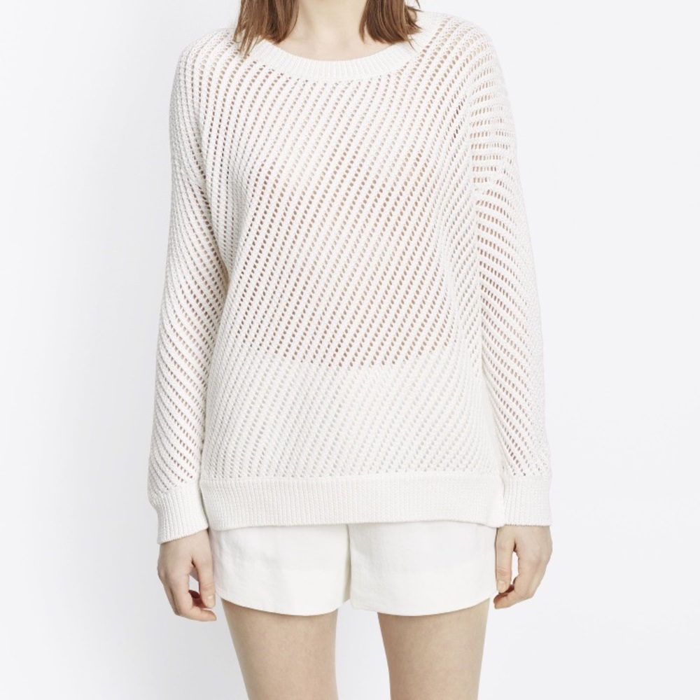 Vince women's mesh knit cotton pullover sweater